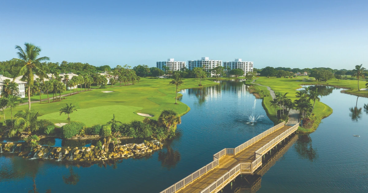 Golf course views and homes throughout Boca West community