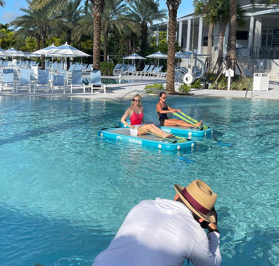 video being taken of pool lifestyle