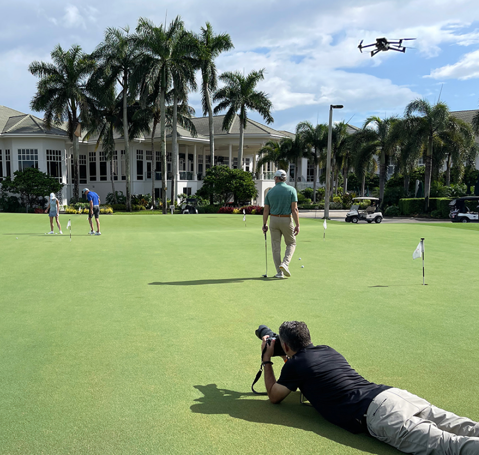 video shoot on a country club golf course